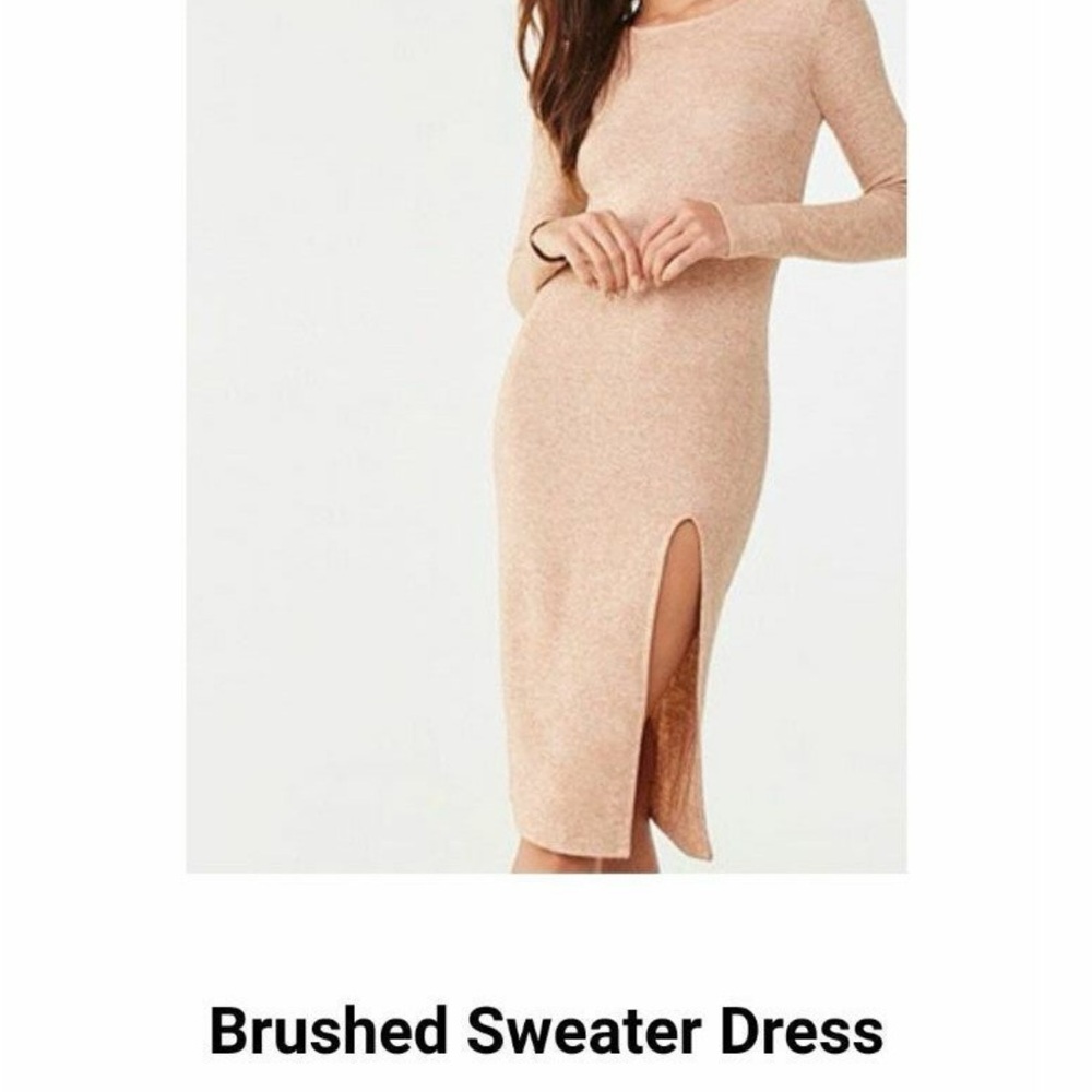 Forever 21 Tan Long Sleeve Sweater Dress